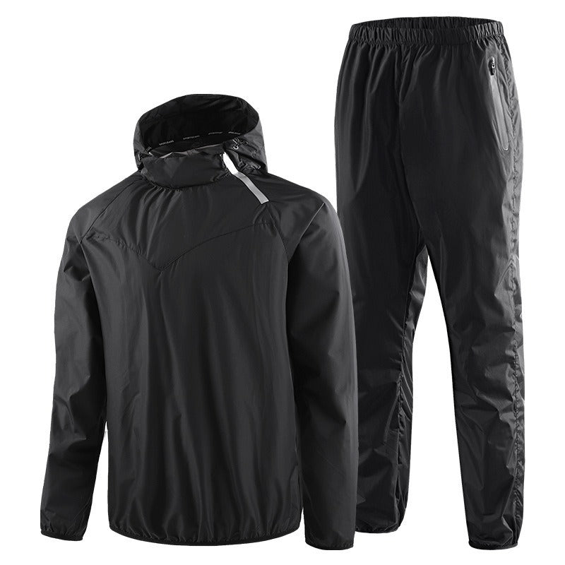 Men's Running Pullover Two-Piece Set Weight Loss Control Body Fat Sauna Sweat Suit | YJ9681