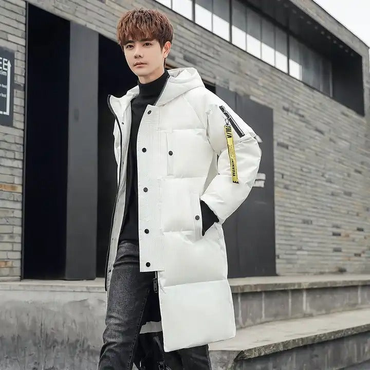 Uomo caldo lungo parka casual cappotto cerniera imbottito piumino giacca | 550