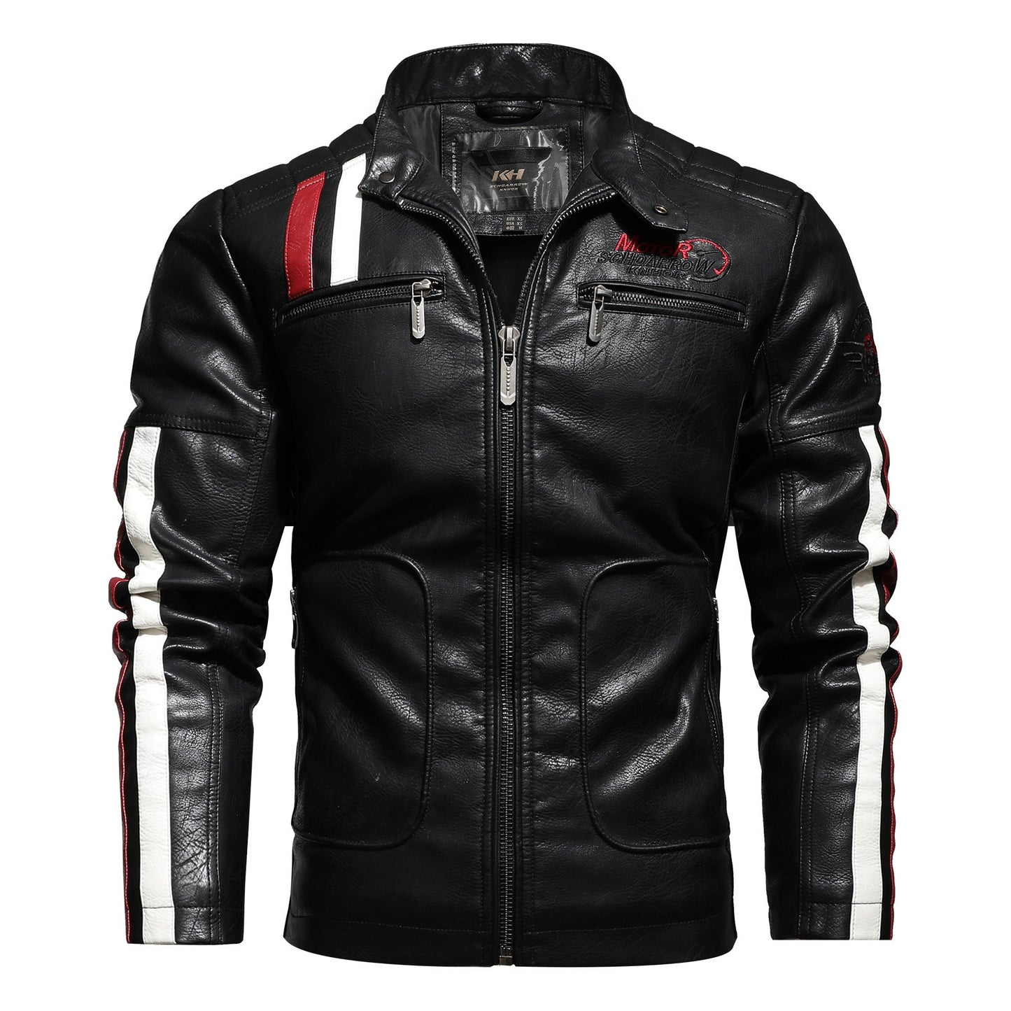 Giacca in pelle da uomo con colori abbinati Giacca in pelle PU per motociclista | KH-168