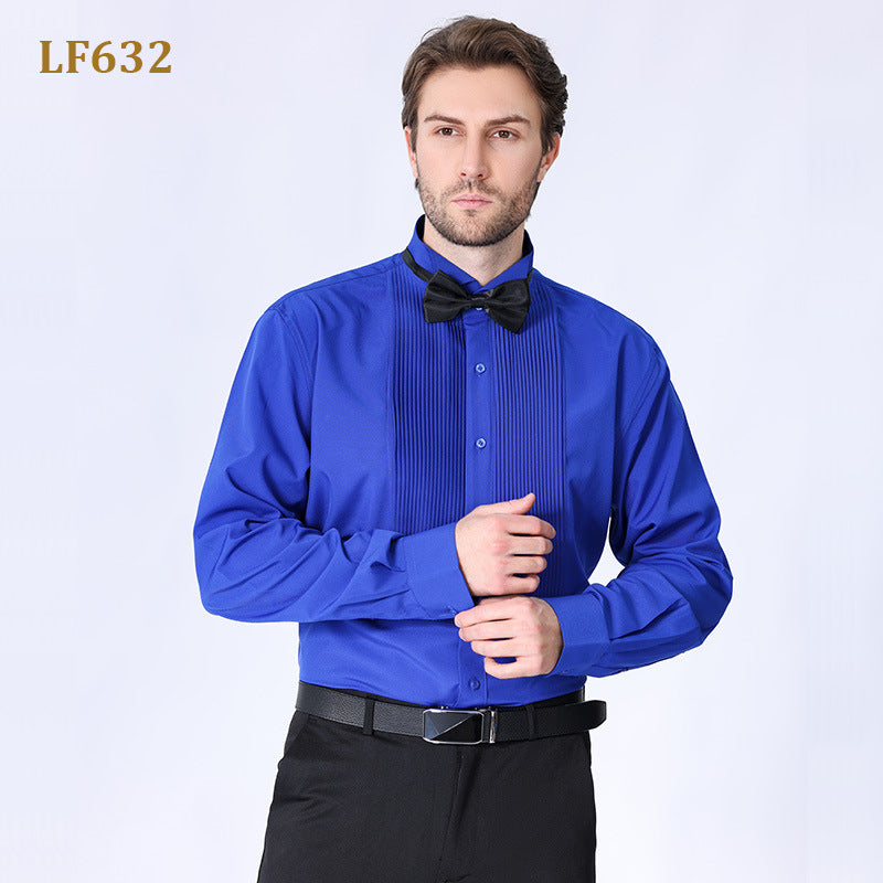Camicia da uomo con doppia pieghe, elegante camicia francese da lavoro di alta qualità | LF631