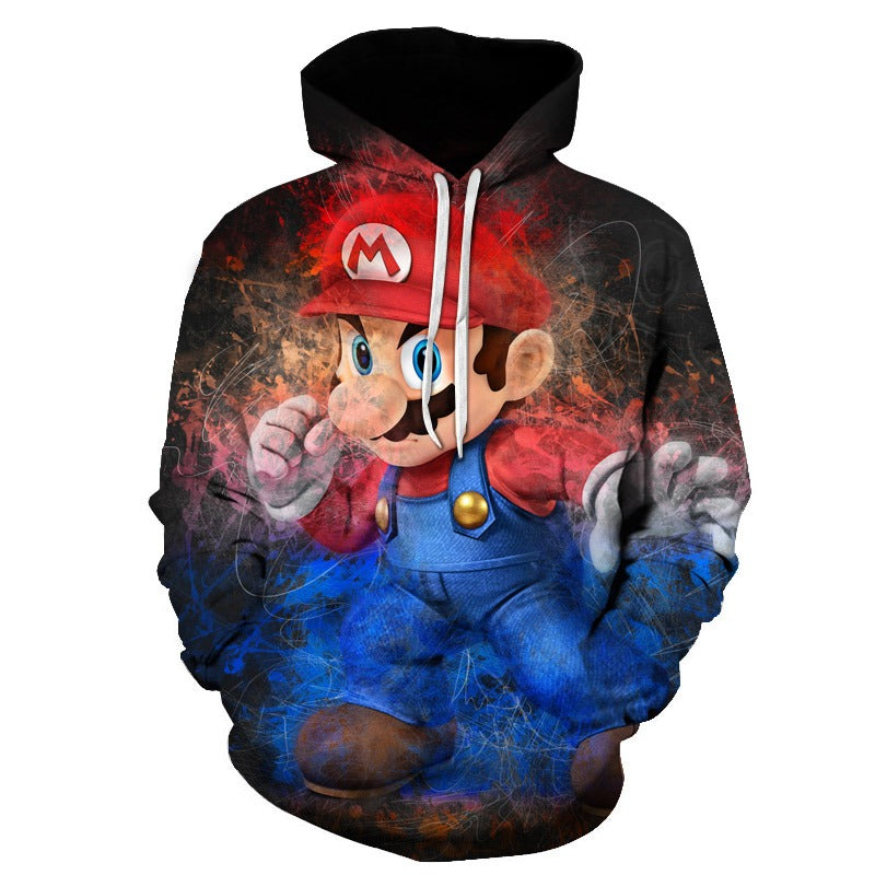 Felpa con cappuccio stampata Super Mario Bros Pullover Autunno hip-hop Cappotto Felpa Maglione | w17747