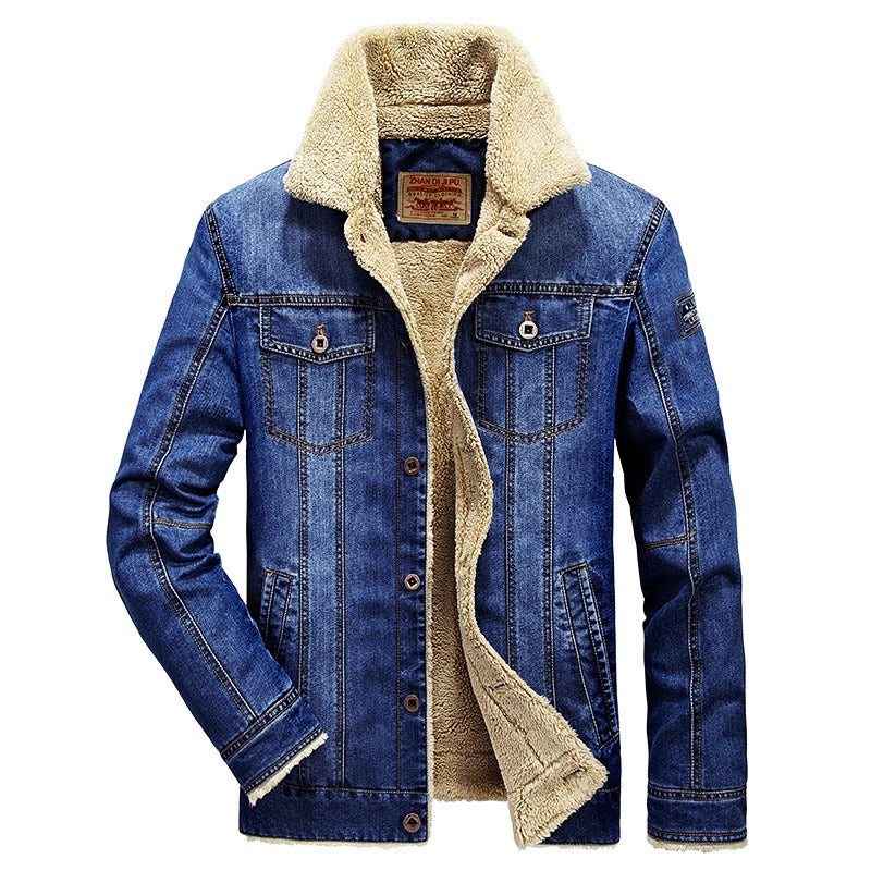 Veste en jean décontractée en velours grande taille pour homme | 66009
