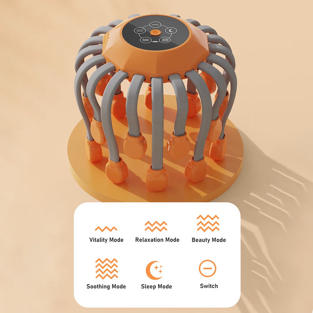 Appareil de massage intelligent pour le cuir chevelu et la tête, appareil de relaxation pour tout le corps, soulage la fatigue, appareil de massage électrique pour le cuir chevelu Octopus | MZ-HM156