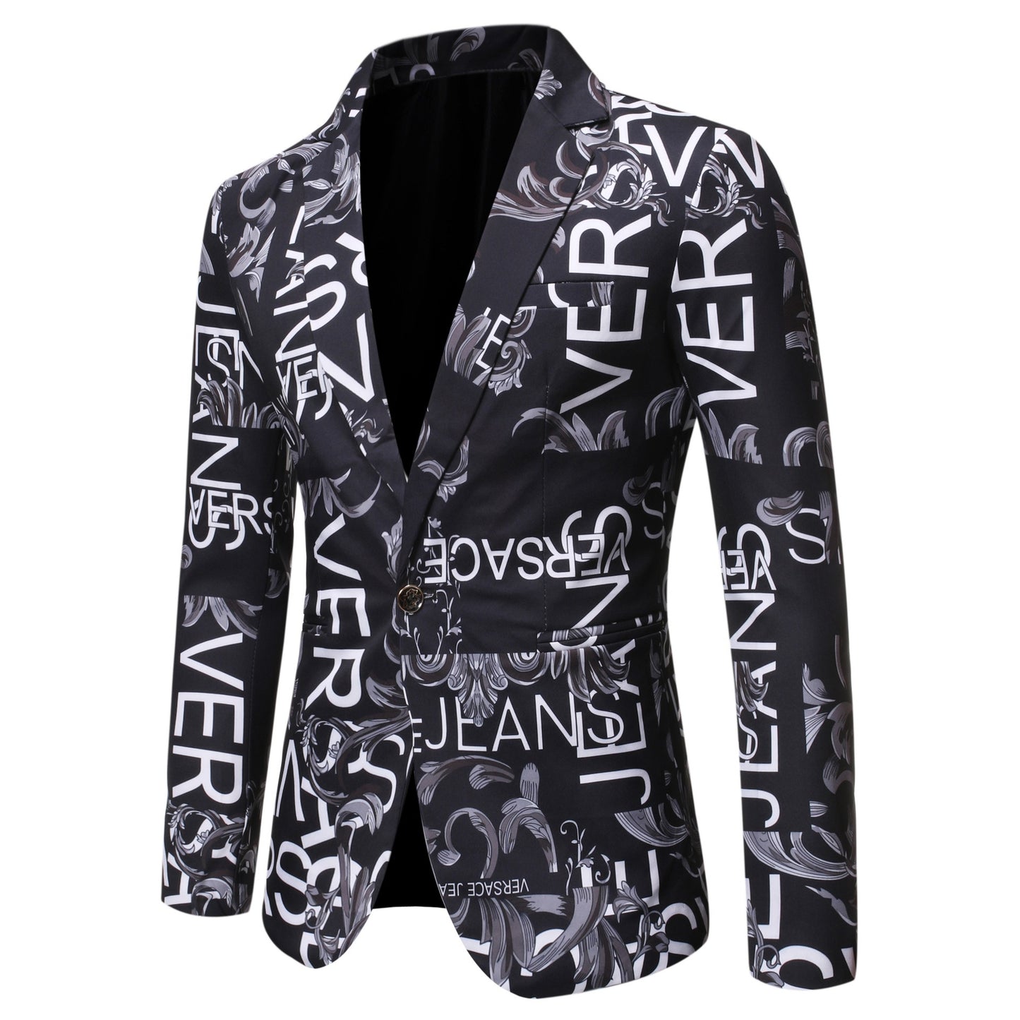 Veste blazer à manches longues et coupe slim pour homme, imprimé floral, 1 bouton, cranté | X07