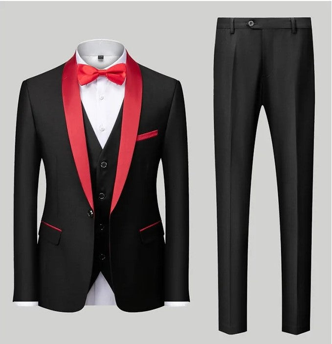 Completo da uomo 3 pezzi elegante, formale, da lavoro, da matrimonio, smoking, blazer, gilet e pantaloni | Disponibile in 11 colori