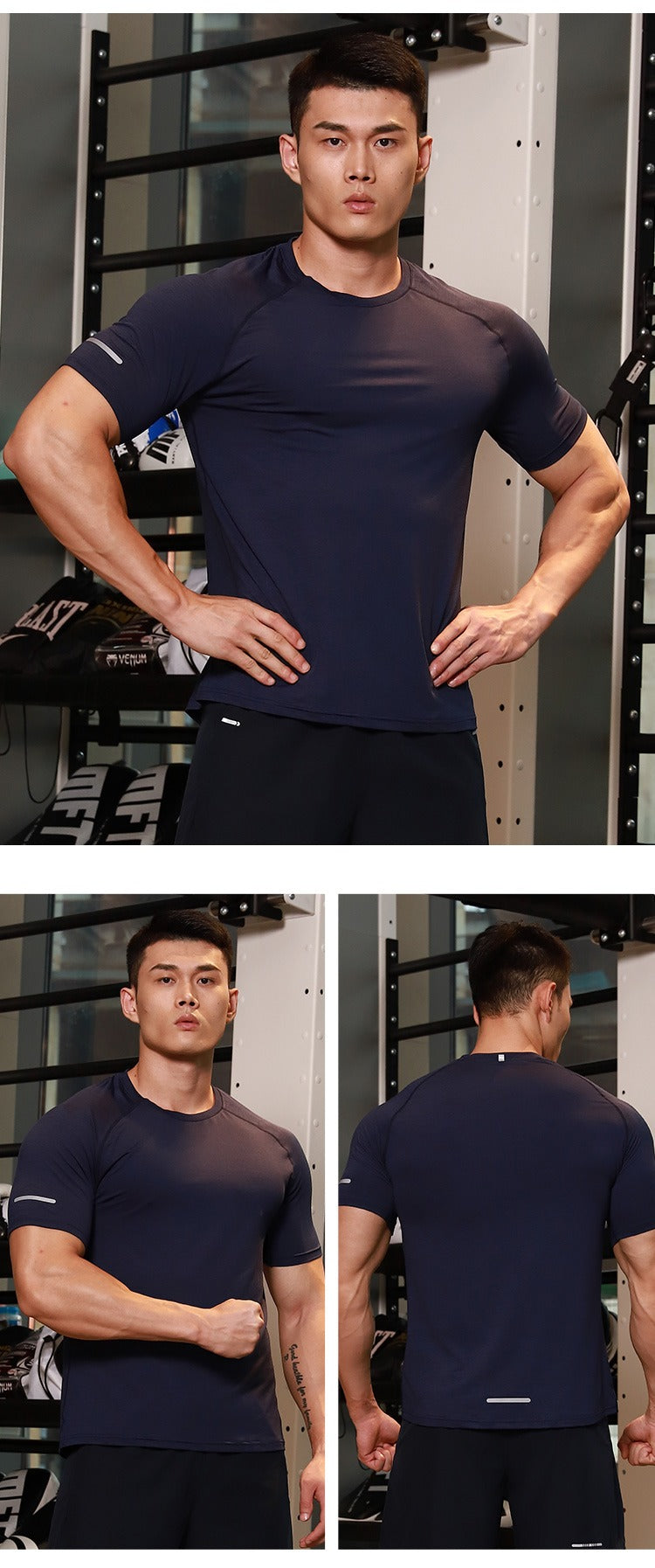 Uomo manica corta asciugatura rapida atletica palestra attiva T-shirt traspirante Top | 6098