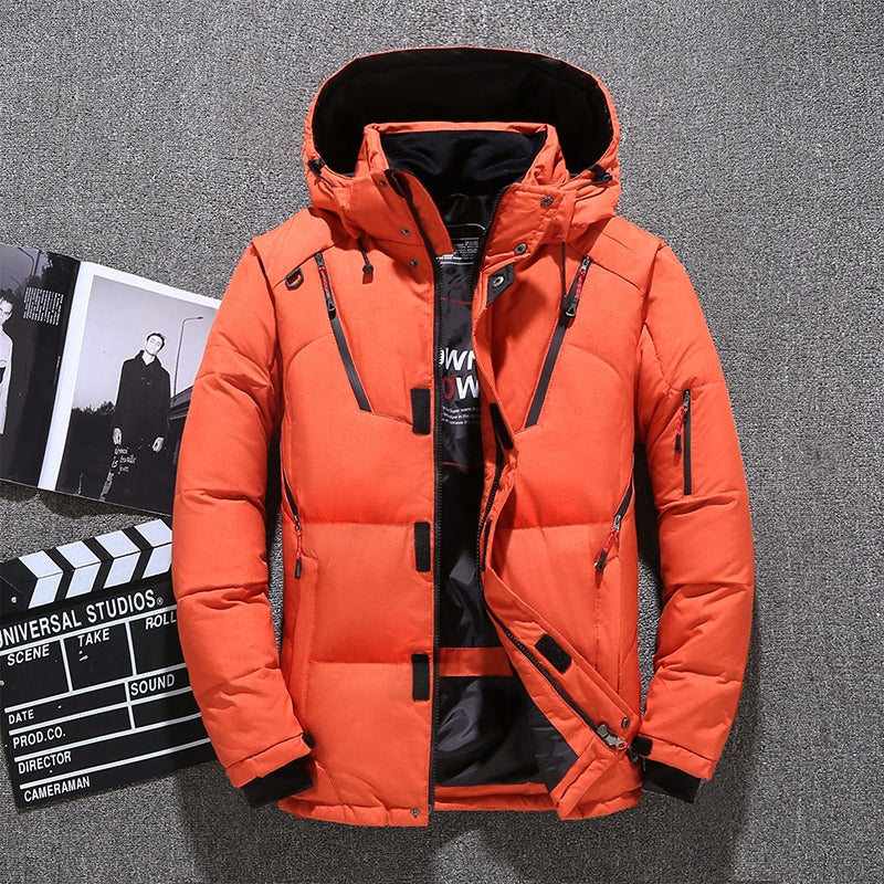 Parka da uomo, piumino d'anatra, cappotto invernale spesso con cappuccio, giacca da trekking calda | 1987