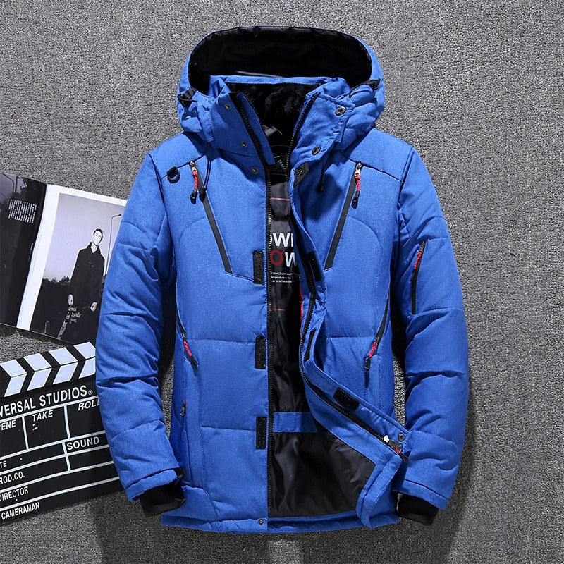 Parka da uomo, piumino d'anatra, cappotto invernale spesso con cappuccio, giacca da trekking calda | 1987