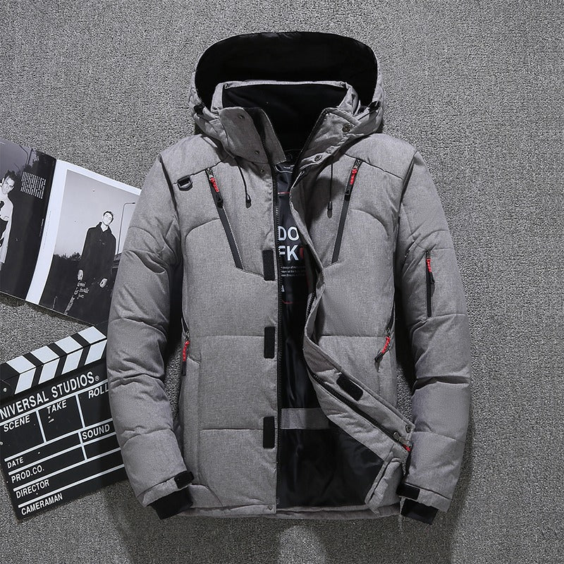 Parka da uomo, piumino d'anatra, cappotto invernale spesso con cappuccio, giacca da trekking calda | 1987