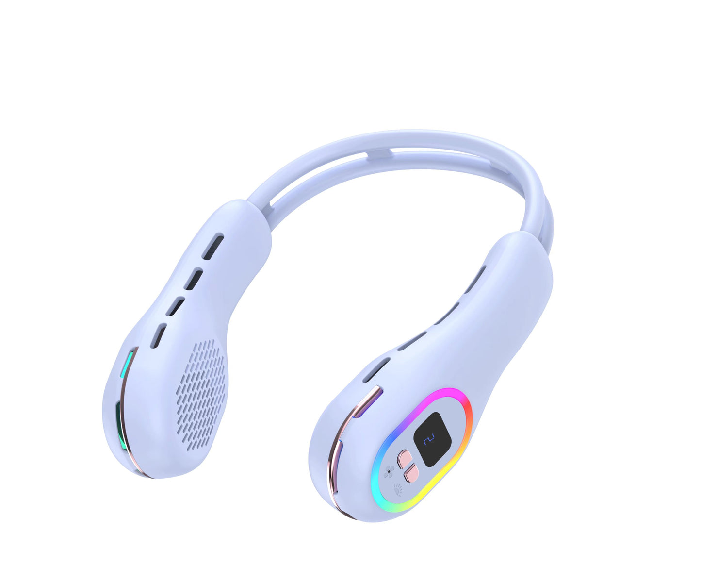 Ventilatore da collo estivo indossabile a mani libere senza pale Ventilatori di raffreddamento LED Luce colorata 3 velocità Regolazione della direzione del vento a 360° Aria condizionata portatile ricaricabile | S57