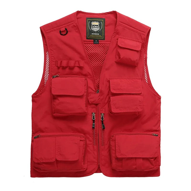 Gilet cargo multitasche da uomo, maglione da pesca per arrampicata, campeggio, escursionismo, gilet estivo