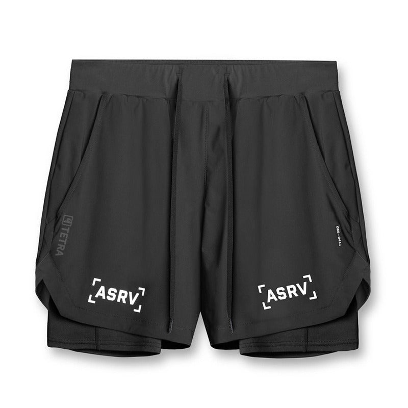 New Double Deck Running Shorts Fitness Workout Bermuda Quick Dry Short Pants Bottoms | K-55
