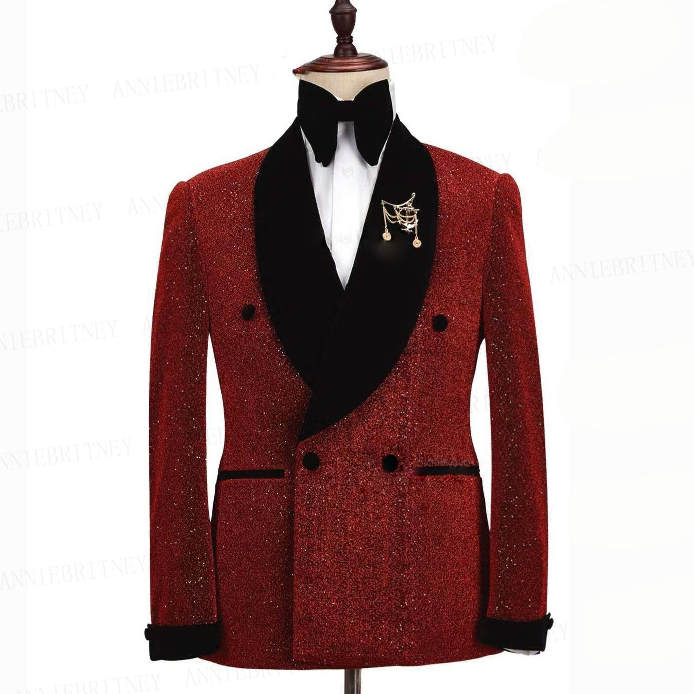 Giacca lucida con pantaloni set abiti 2 pezzi smoking sposo nero velluto piatto collo scialle abiti da sposa smoking | LL830