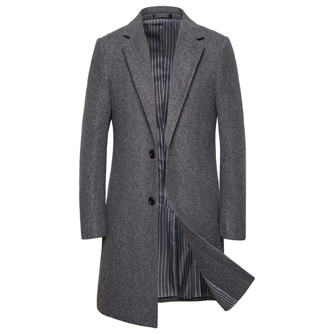 Trench in lana da uomo con colletto rovesciato, lungo in lana e misto lana | JJ-YF601
