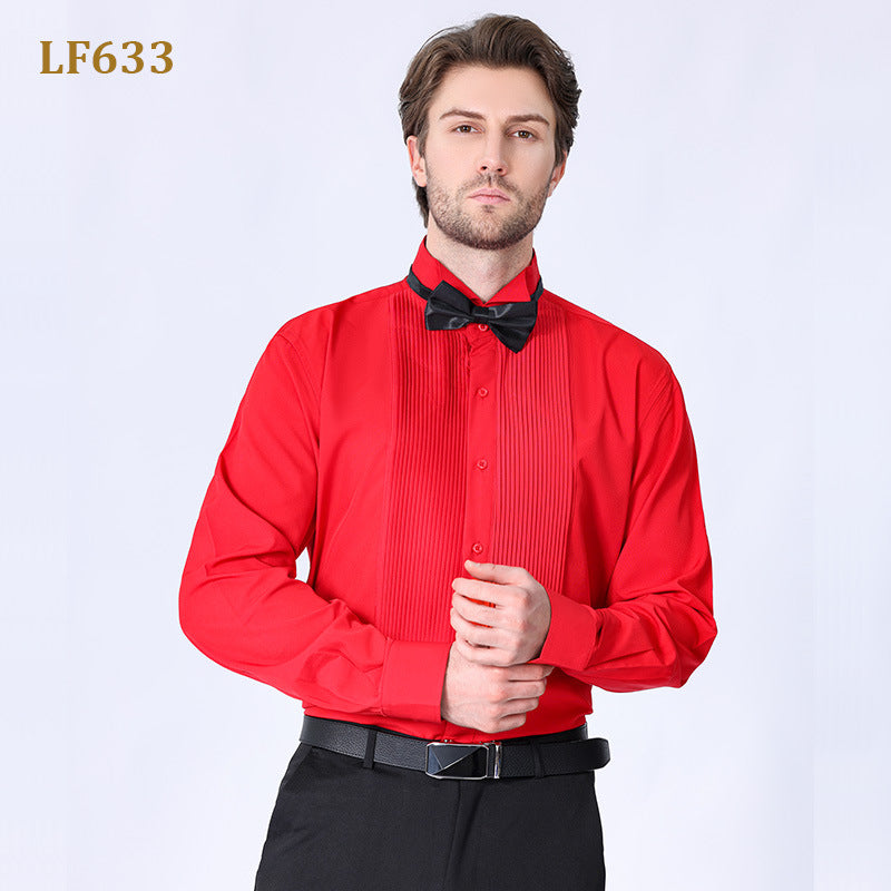 Camicia da uomo con doppia pieghe, elegante camicia francese da lavoro di alta qualità | LF631
