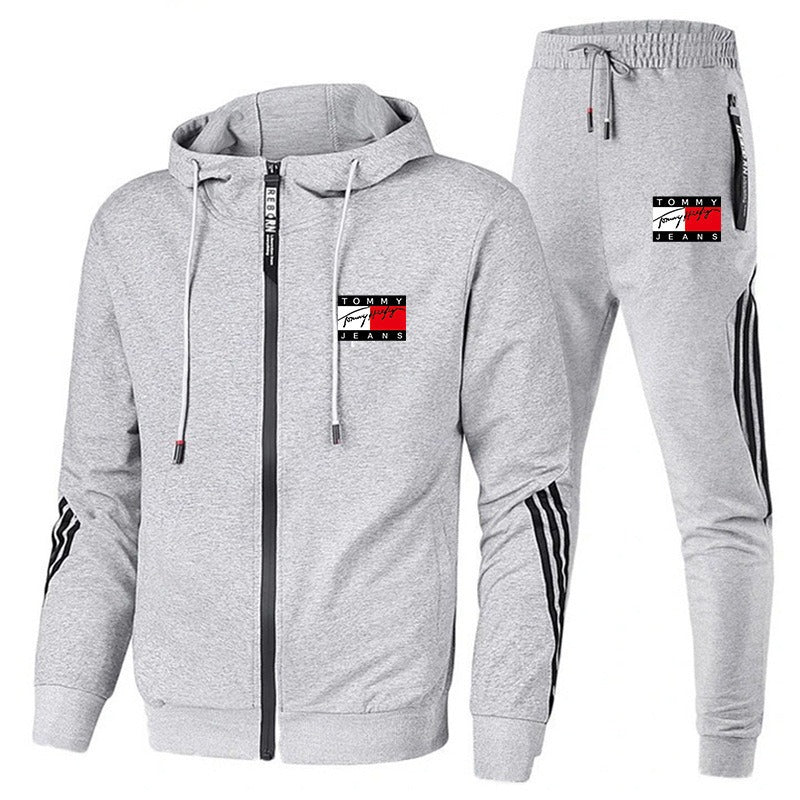Tuta da uomo con cerniera, felpe con cappuccio, pantaloni della tuta, giacche sportive casual per tutte le stagioni, set da jogging