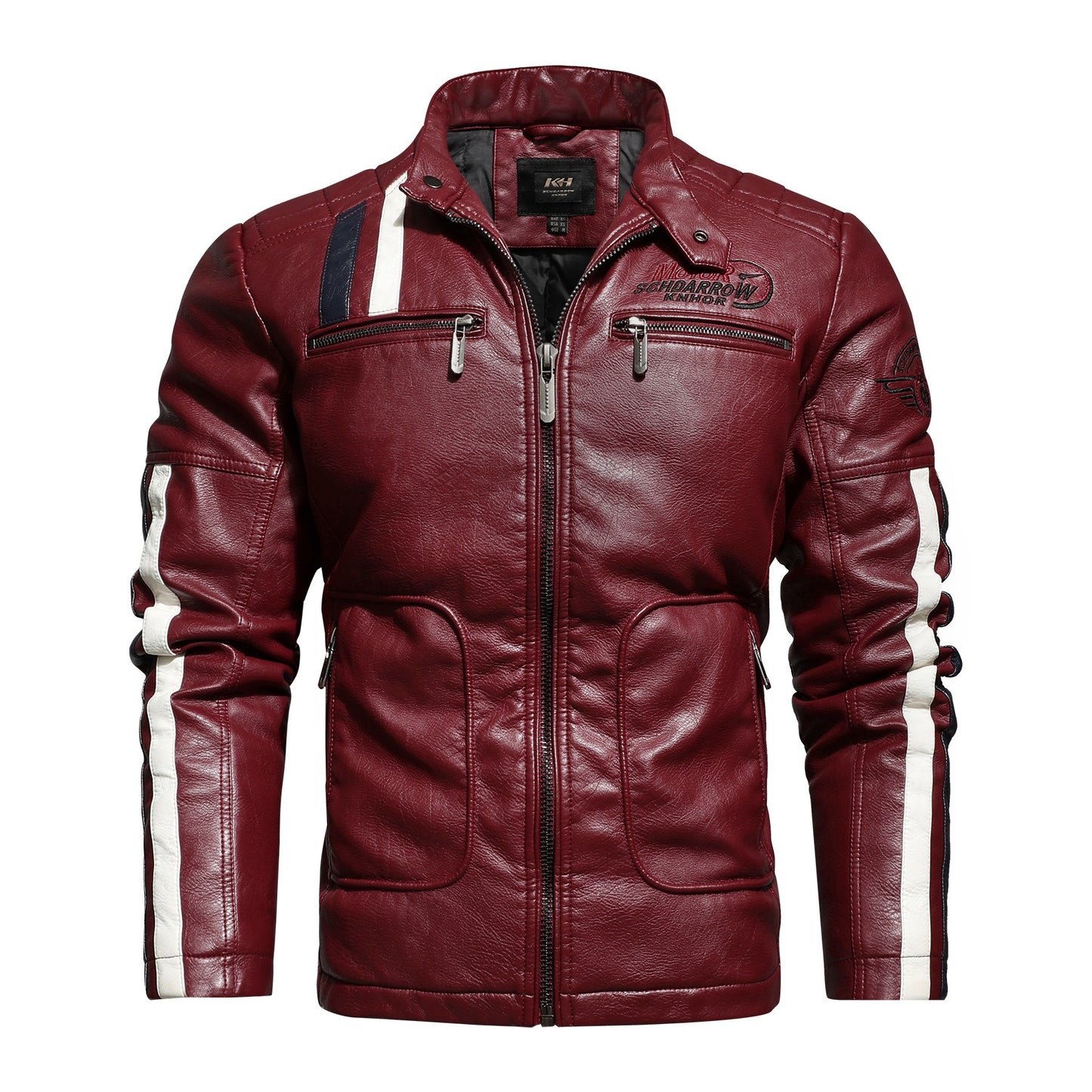 Giacca in pelle da uomo con colori abbinati Giacca in pelle PU per motociclista | KH-168