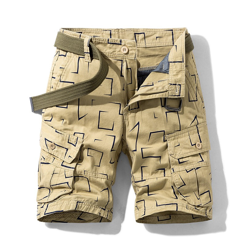 Short cargo pour homme, imprimé géométrique, décontracté, unisexe, en coton, tactique, pour femme | 27254