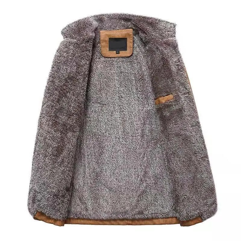 Manteau d'hiver chaud en cuir pour homme Parka Veste polaire Trench Slim Jacket Coat | ZQBA227