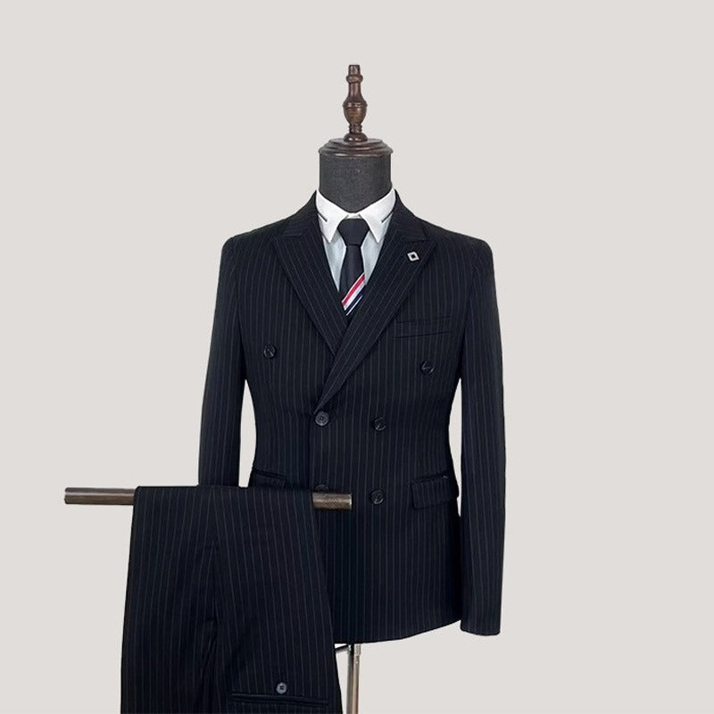 Completo da uomo doppiopetto 3 pezzi su misura, vestibilità comoda, per occasioni formali, feste, business (giacca + gilet + pantaloni) | HC67
