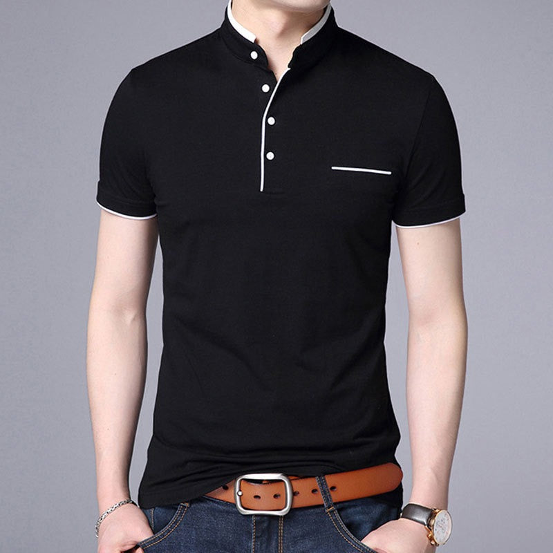 T-shirt d'été à manches courtes et col montant pour homme | T-shirts décontractés et ajustés | 029/6803