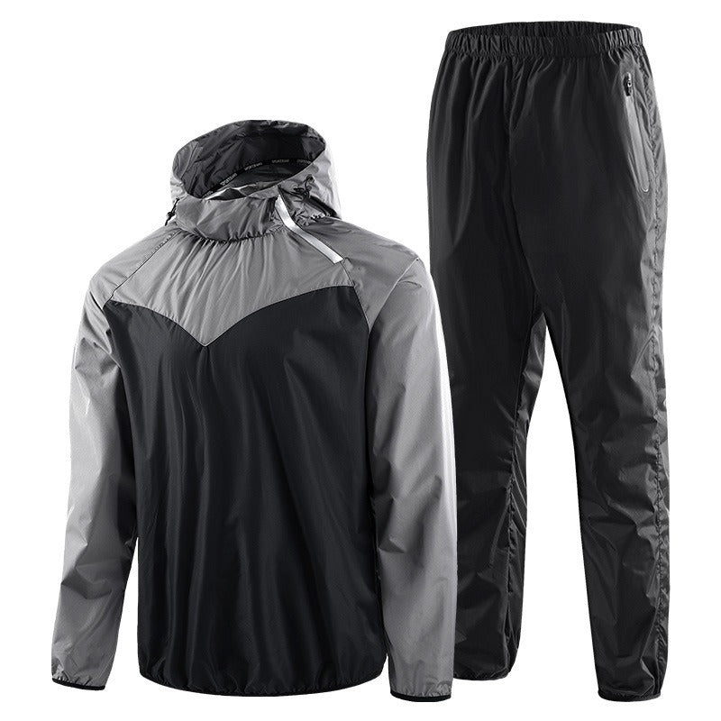 Men's Running Pullover Two-Piece Set Weight Loss Control Body Fat Sauna Sweat Suit | YJ9681