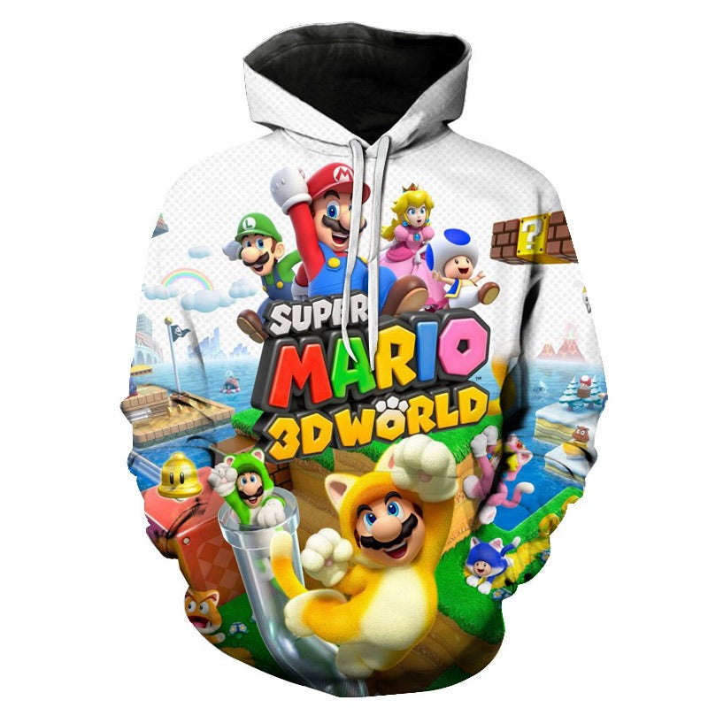 Felpa con cappuccio stampata Super Mario Bros Pullover Autunno hip-hop Cappotto Felpa Maglione | w17747