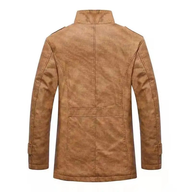 Manteau d'hiver chaud en cuir pour homme Parka Veste polaire Trench Slim Jacket Coat | ZQBA227