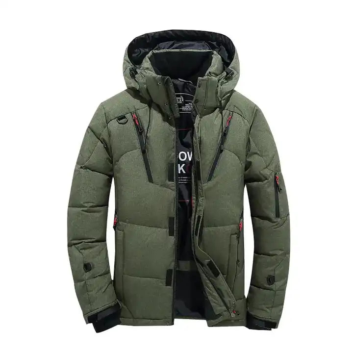 Parka da uomo, piumino d'anatra, cappotto invernale spesso con cappuccio, giacca da trekking calda | 1987