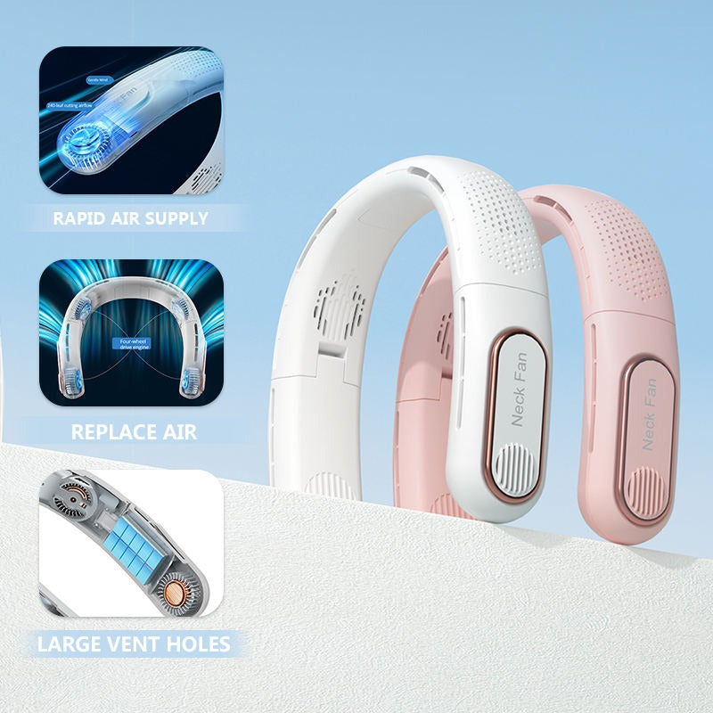 Ventilatore portatile con display digitale a LED, ricaricabile tramite USB, pieghevole, senza pale, mini ventilatore da collo | A339