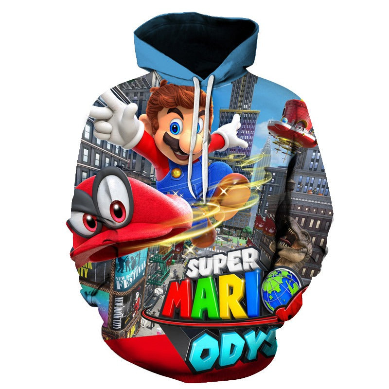 Felpa con cappuccio stampata Super Mario Bros Pullover Autunno hip-hop Cappotto Felpa Maglione | w17747