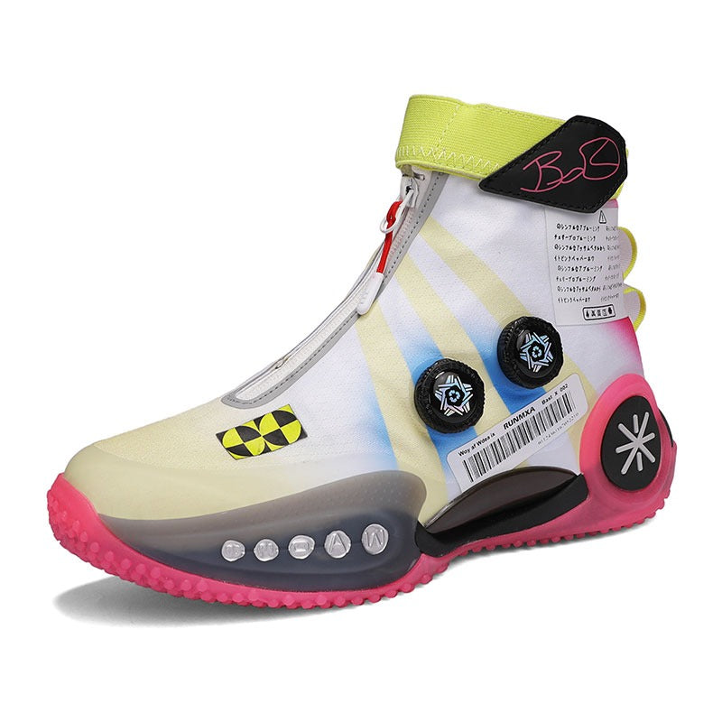 Baskets d'extérieur unisexes respirantes à boucle rotative, chaussures de sport décontractées, de course, de mode, blanc cassé | 8826