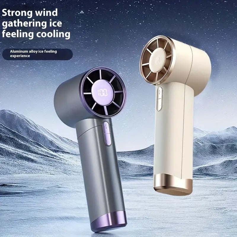 Turbo Handheld Fan with LED Display 100-Speed USB Rechargeable Mini Fan Portable Outdoor Cooling Fan | DS1013