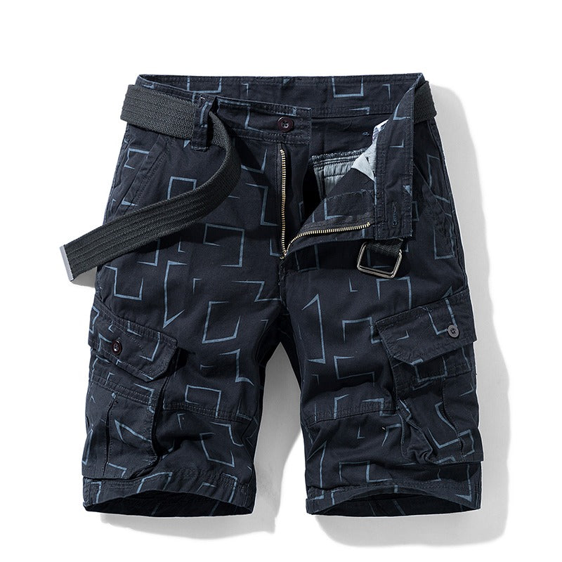Short cargo pour homme, imprimé géométrique, décontracté, unisexe, en coton, tactique, pour femme | 27254