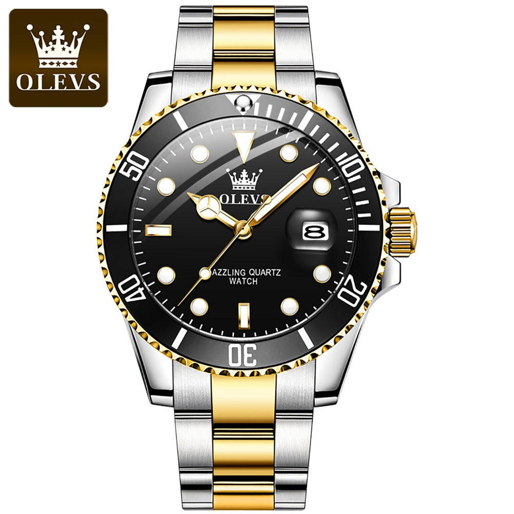 Men's Premium Stainless Steel Band Quartz Watch with Calendar Fashion Wristwatch | OLEVS5885