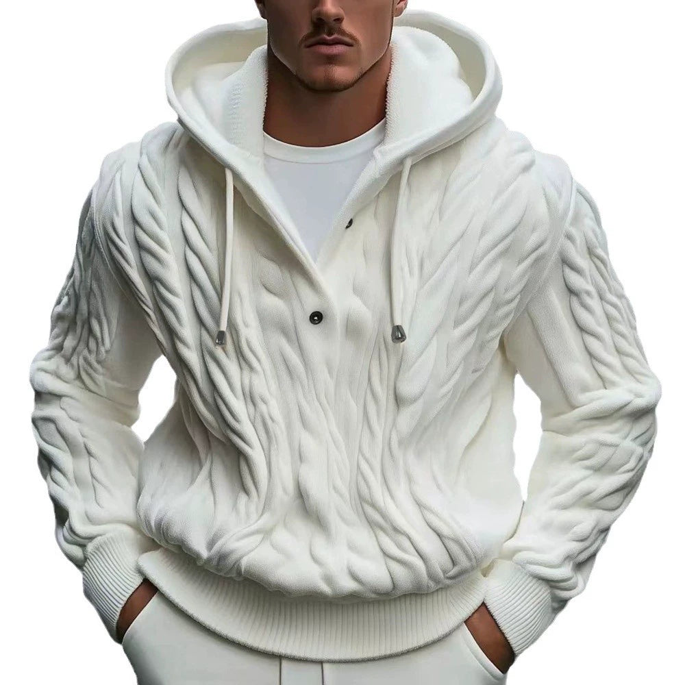 Men's Knitwear Twisted Drawstring Hooded Pullover Sweater 7-Needle Woolen Sweatshirt Jacket | SY0139