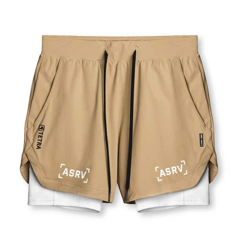 New Double Deck Running Shorts Fitness Workout Bermuda Quick Dry Short Pants Bottoms | K-55
