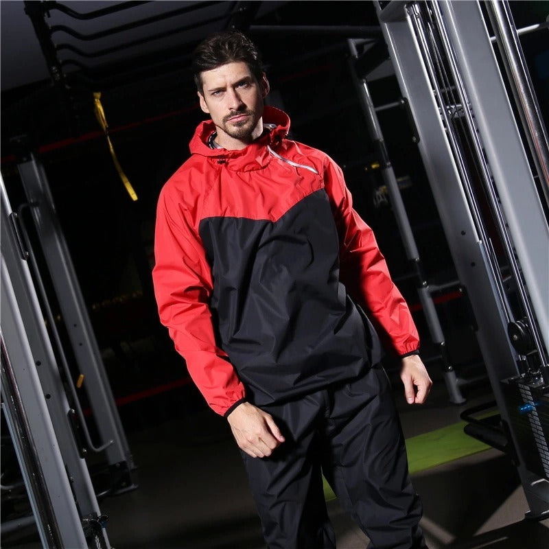 Men's Running Pullover Two-Piece Set Weight Loss Control Body Fat Sauna Sweat Suit | YJ9681