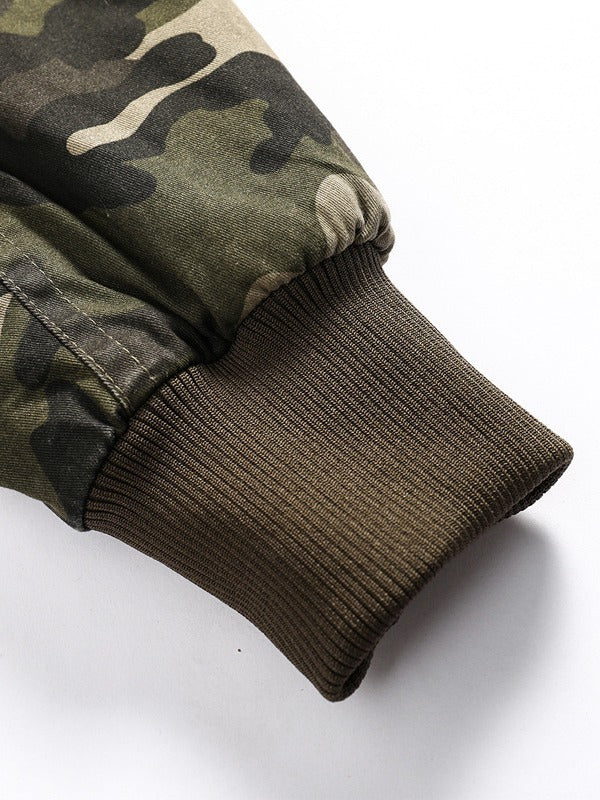 Giacca con cappuccio imbottita invernale calda e spessa in jersey mimetico militare dell'esercito di taglia occidentale | K-7711