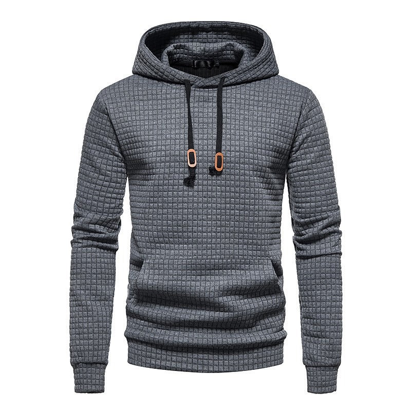 Casual Pullover Hooded Sweatshirt Hoodie Waffle Pattern Solid Hoodies | W02