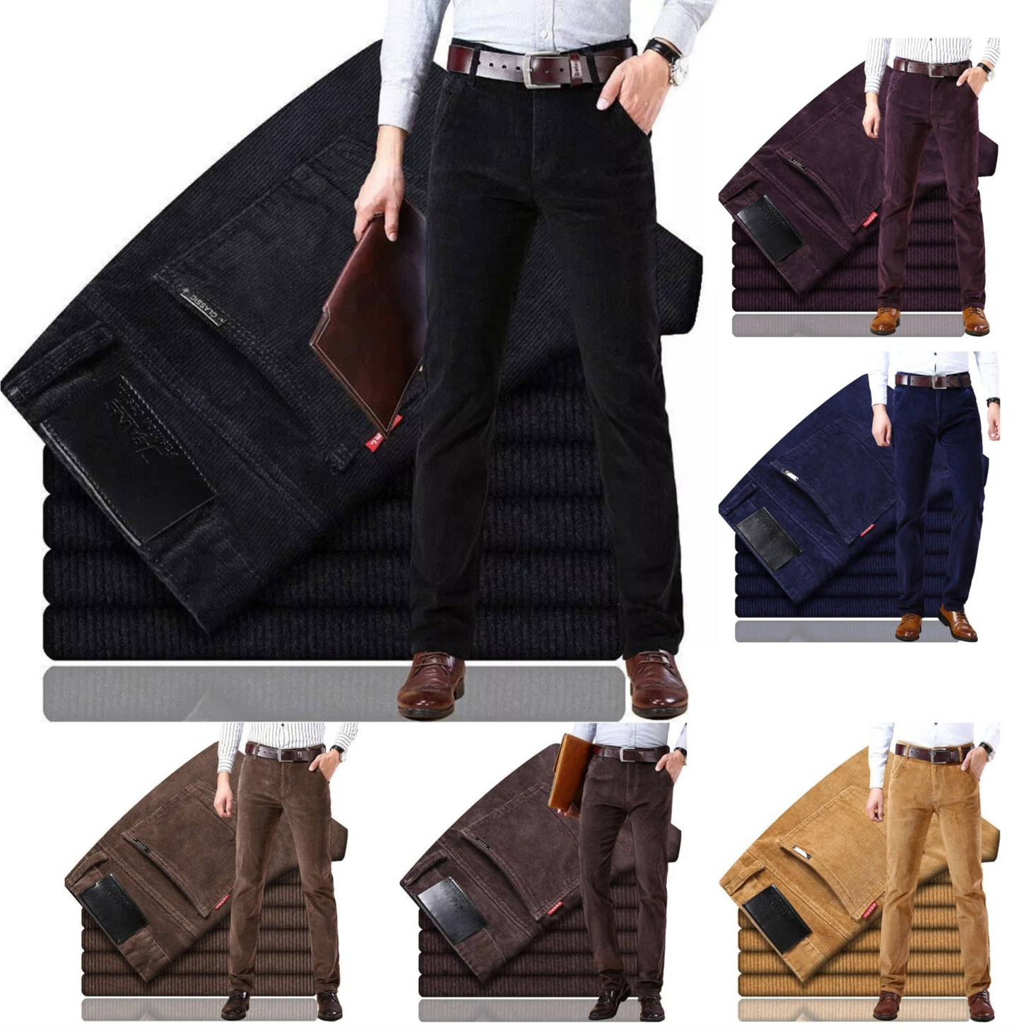 Jeans da uomo in velluto a coste dritto slim fit pantaloni versatili elastici business casual pantaloni comodi elastici | 6686