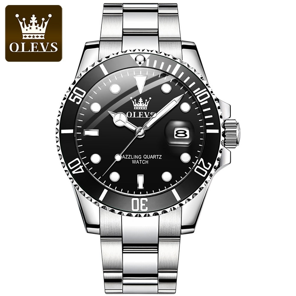 Men's Premium Stainless Steel Band Quartz Watch with Calendar Fashion Wristwatch | OLEVS5885