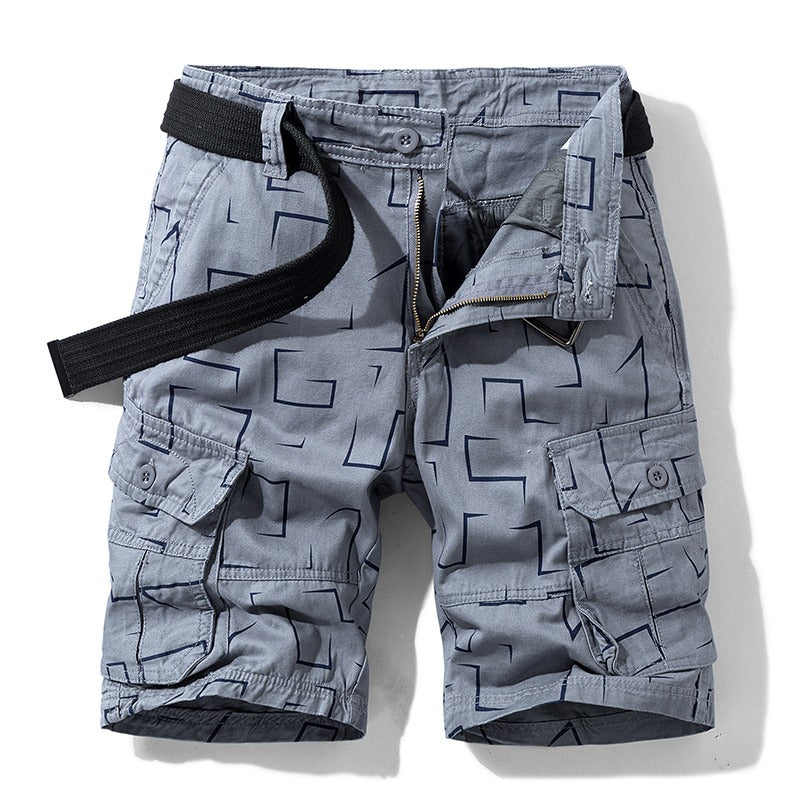 Short cargo pour homme, imprimé géométrique, décontracté, unisexe, en coton, tactique, pour femme | 27254