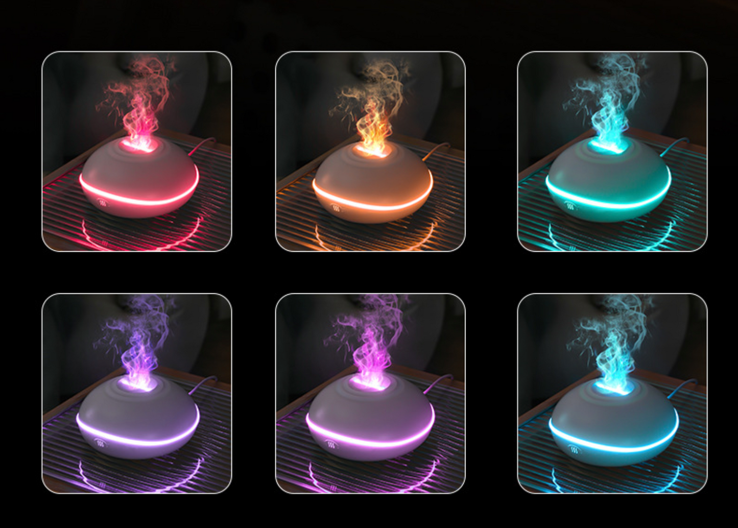 Realistic Flame Effect Aromatherapy Diffuser – 7-Color LED Humidifier USB Powered for Home, Office & Bedroom | SD13
