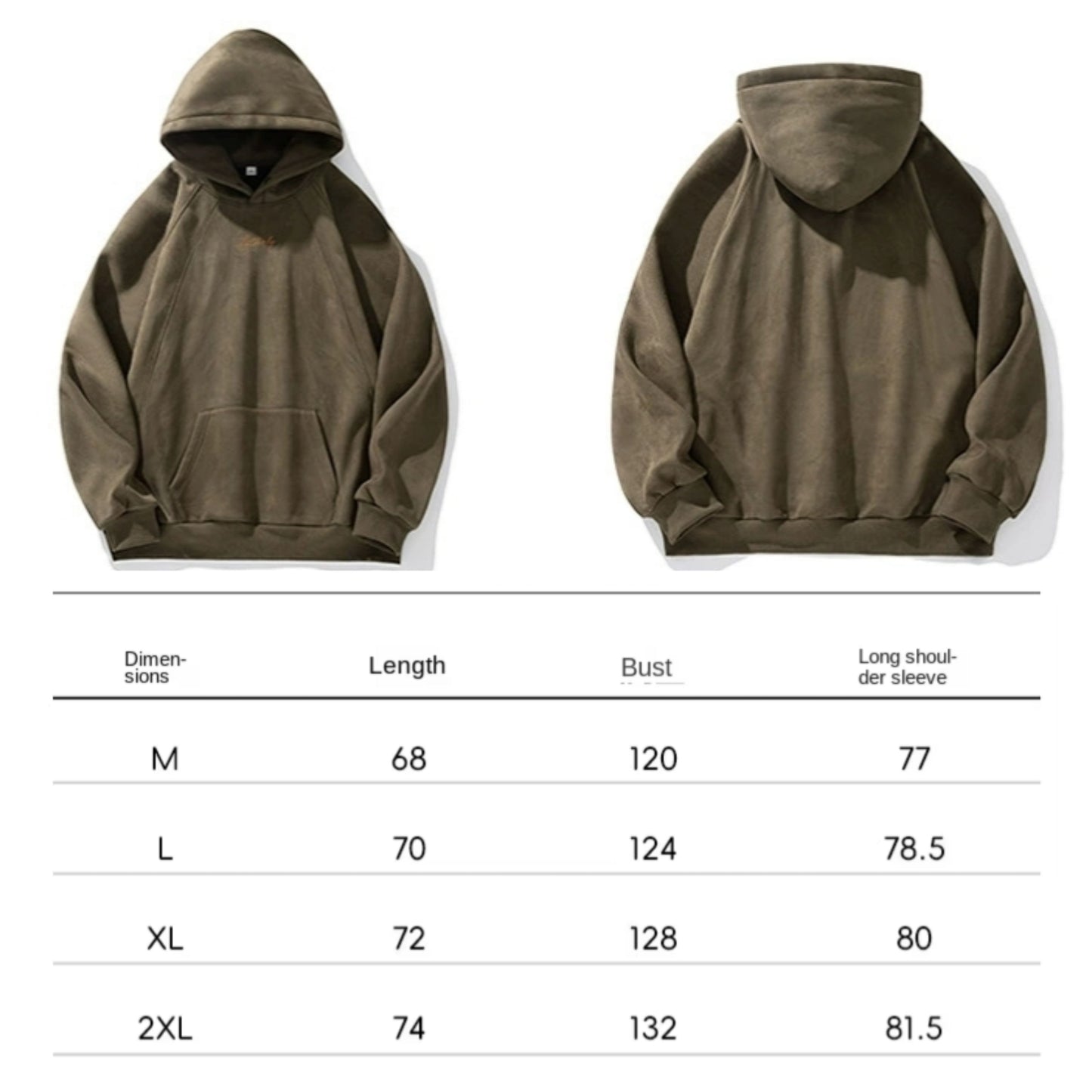 Unisex Heavy Suede Hooded Sweatshirt Retro American Style for Autumn & Winter Loose Fit Hoodie | L3848