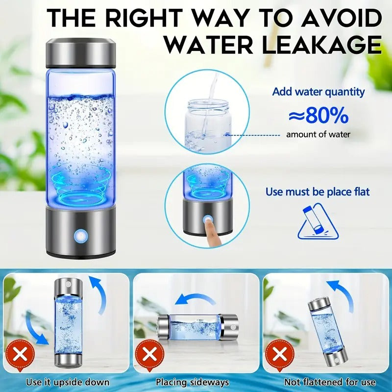 Hydrogen Water Bottle – USB Rechargeable & Portable with Stainless Steel Cap Transforms Regular Water into Hydrogen-Rich Hydration | TQ-08