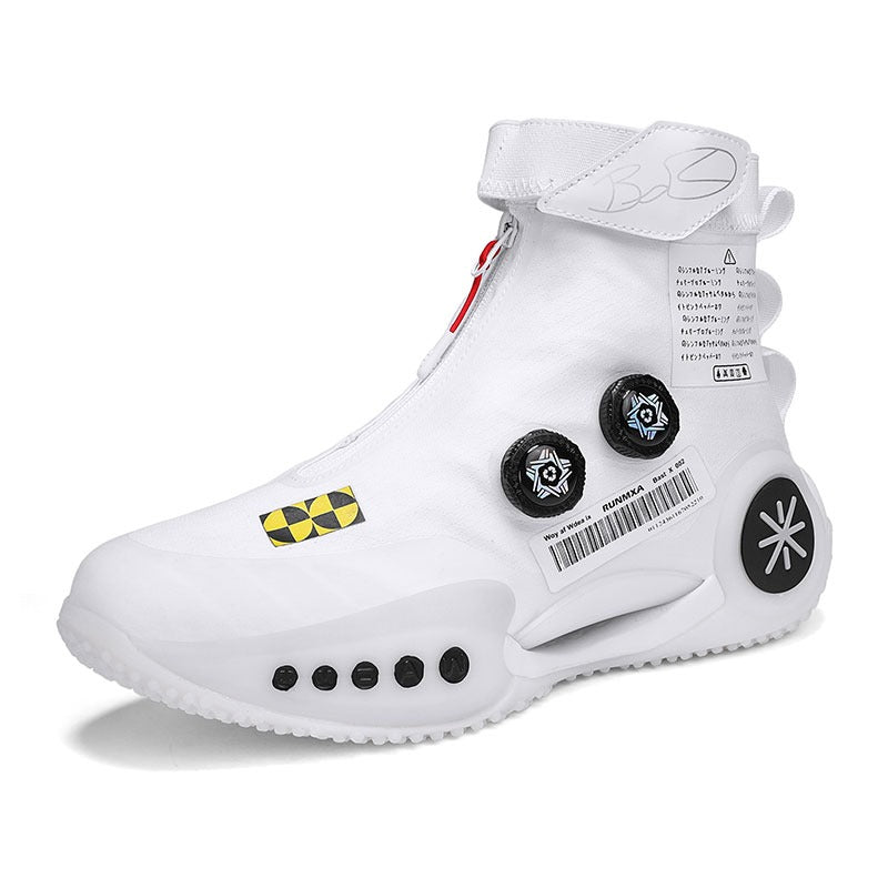 Baskets d'extérieur unisexes respirantes à boucle rotative, chaussures de sport décontractées, de course, de mode, blanc cassé | 8826