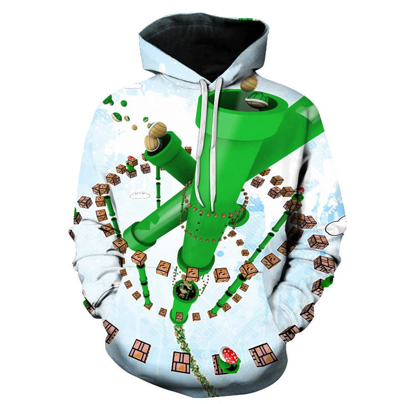 Felpa con cappuccio stampata Super Mario Bros Pullover Autunno hip-hop Cappotto Felpa Maglione | w17747