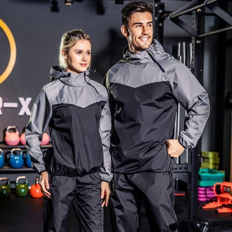 Men's Running Pullover Two-Piece Set Weight Loss Control Body Fat Sauna Sweat Suit | YJ9681