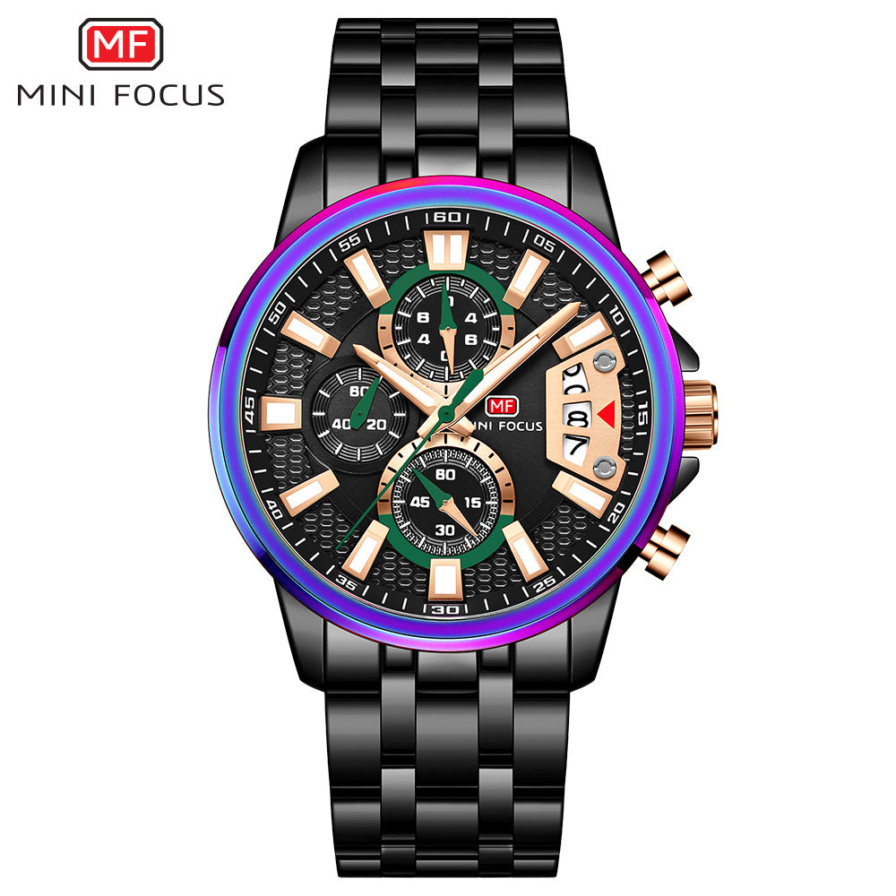 Orologi da uomo in acciaio inossidabile Orologio cronografo Orologio da polso al quarzo luminoso di lusso | MF0352G